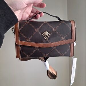 NWT Valentino Orlandi Brown and Tan Crossbody Wallet